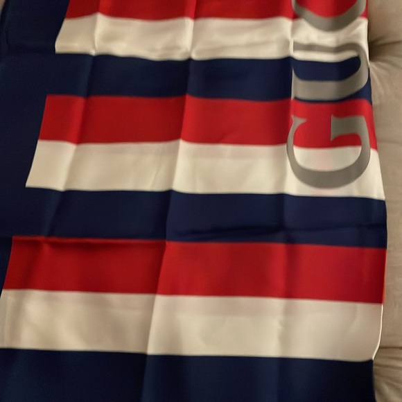 New unisex Gucci logo sylvie stripe silk scarf - Picture 10 of 12